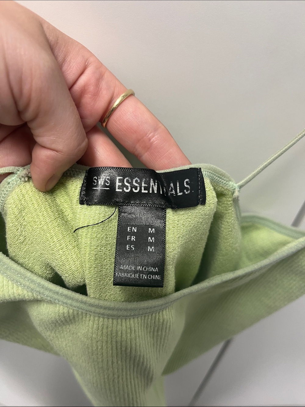 Essentials Light Green Ribbed Crop Cami - Picture 2 of 3